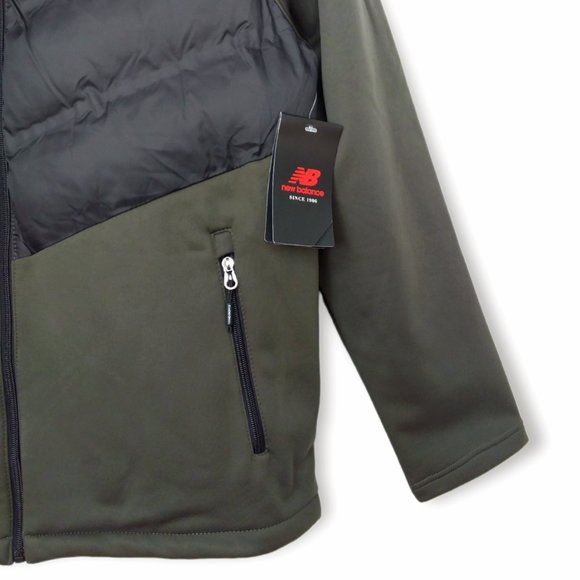 New Balance Hooded Softshell Jacket Size L Green Black Water Wind Resistant NWT - Picture 4 of 10